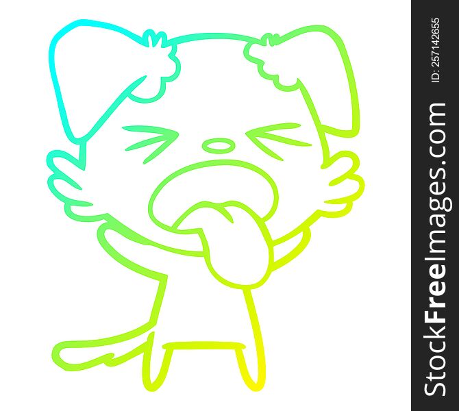 Cold Gradient Line Drawing Cartoon Disgusted Dog