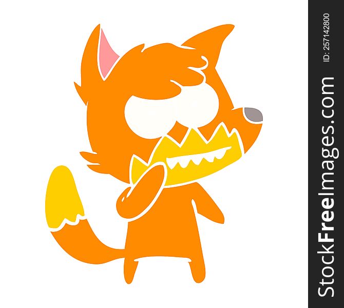 Flat Color Style Cartoon Grinning Fox
