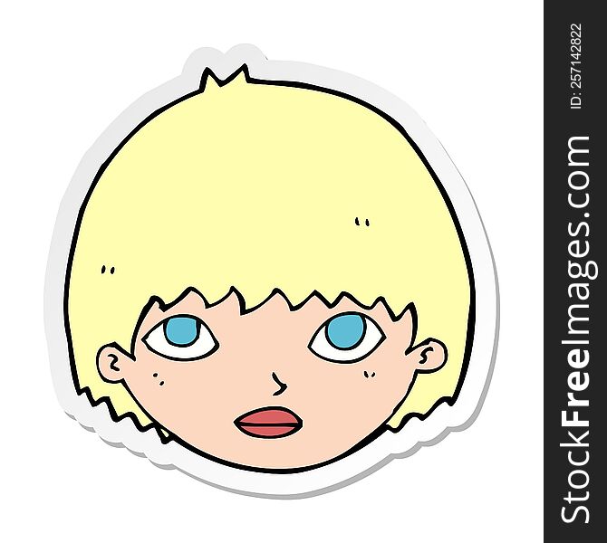 Sticker Of A Cartoon Girl Staring