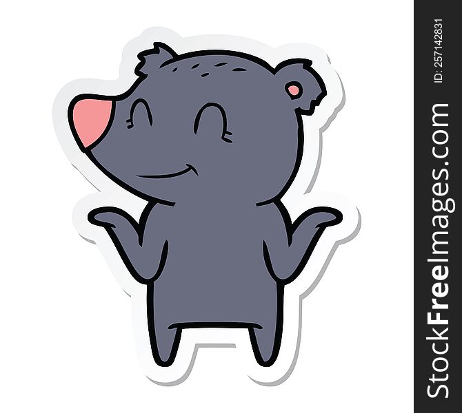 Sticker Of A Smiling Bear Shrugging Shoulders