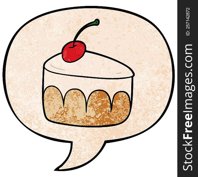 Cartoon Tasty Dessert And Speech Bubble In Retro Texture Style