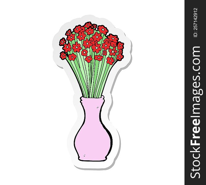 sticker of a cartoon flowers in pot