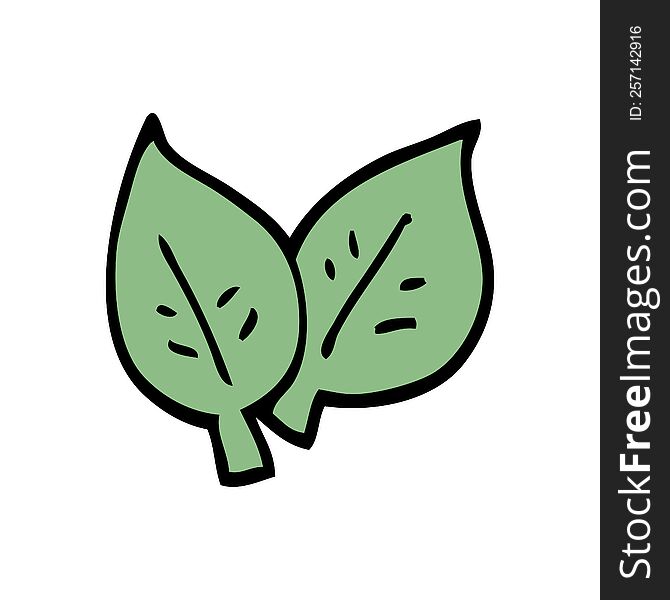 Cartoon Doodle Of Green Leaves