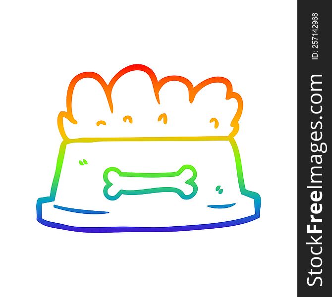 Rainbow Gradient Line Drawing Bowl Of Dog Food