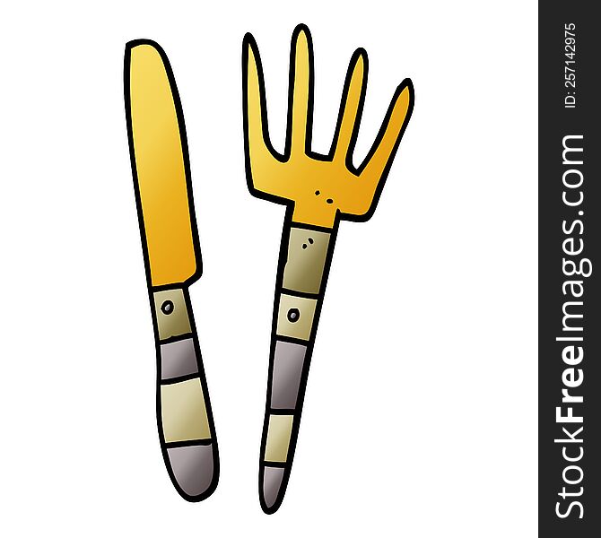 Cartoon Doodle Knife And Fork