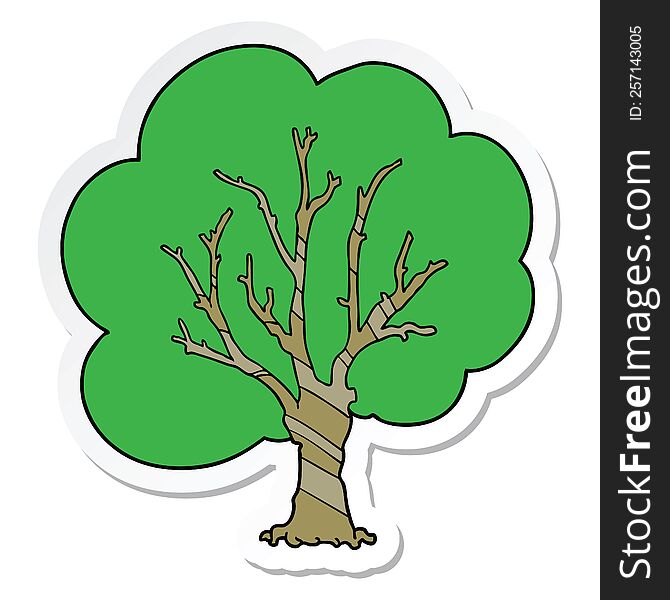 sticker of a cartoon tree