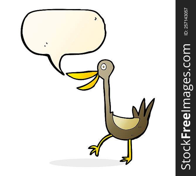 funny cartoon duck with speech bubble