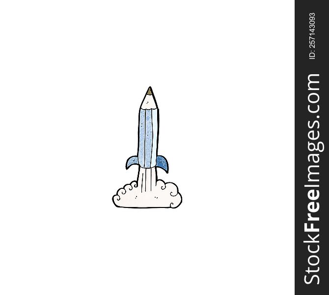 cartoon pencil rocket