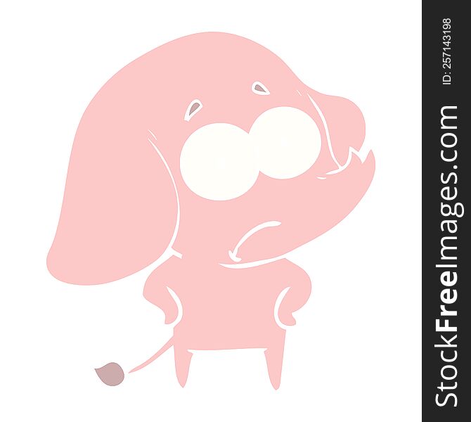 Flat Color Style Cartoon Unsure Elephant