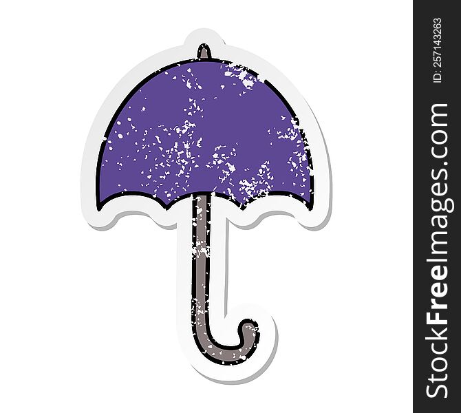 Distressed Sticker Of A Cute Cartoon Open Umbrella