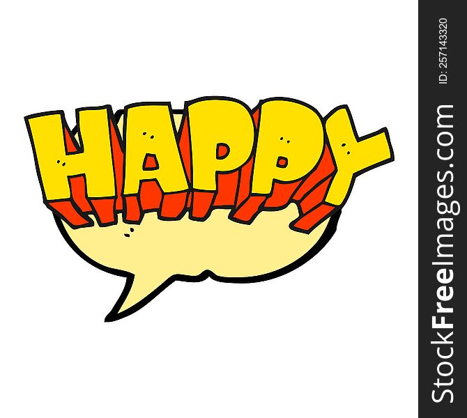 Speech Bubble Cartoon Word Happy