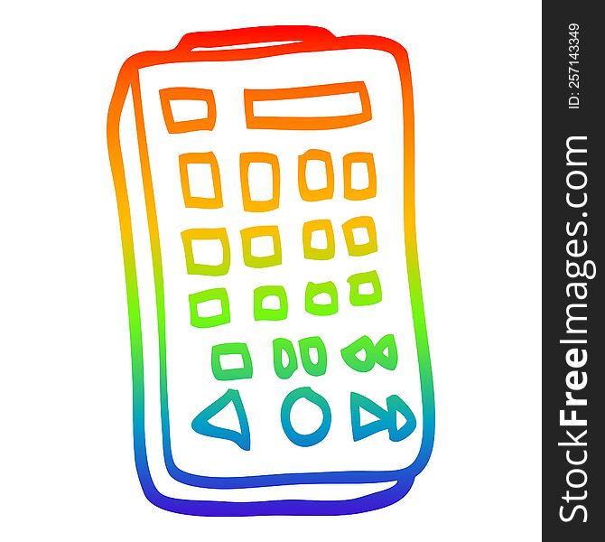 rainbow gradient line drawing of a cartoon remote control