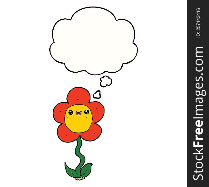 cartoon flower with thought bubble. cartoon flower with thought bubble