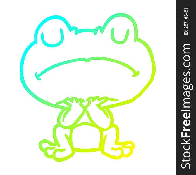 Cold Gradient Line Drawing Frog Waiting Patiently