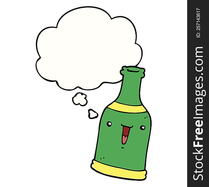 Cartoon Beer Bottle And Thought Bubble