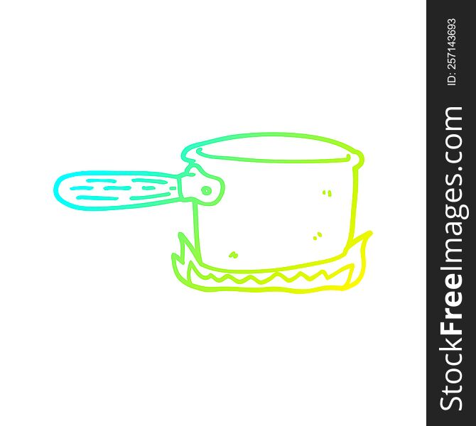 Cold Gradient Line Drawing Cartoon Cooking Pan
