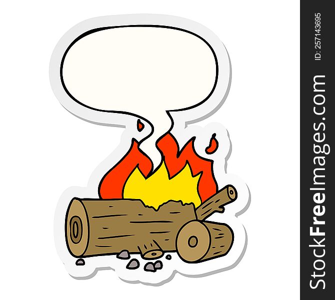 Cartoon Camp Fire And Speech Bubble Sticker