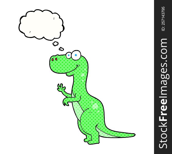 freehand drawn thought bubble cartoon dinosaur