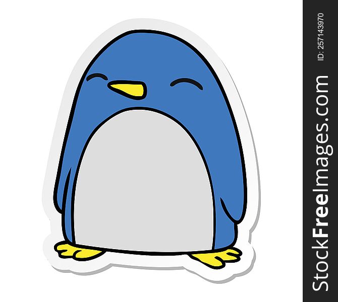 Sticker Cartoon Doodle Of A Cute Penguin