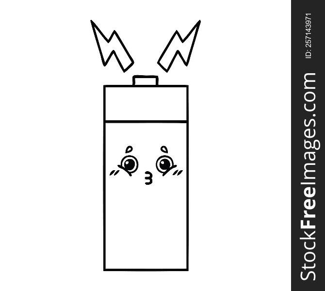 line drawing cartoon of a battery. line drawing cartoon of a battery