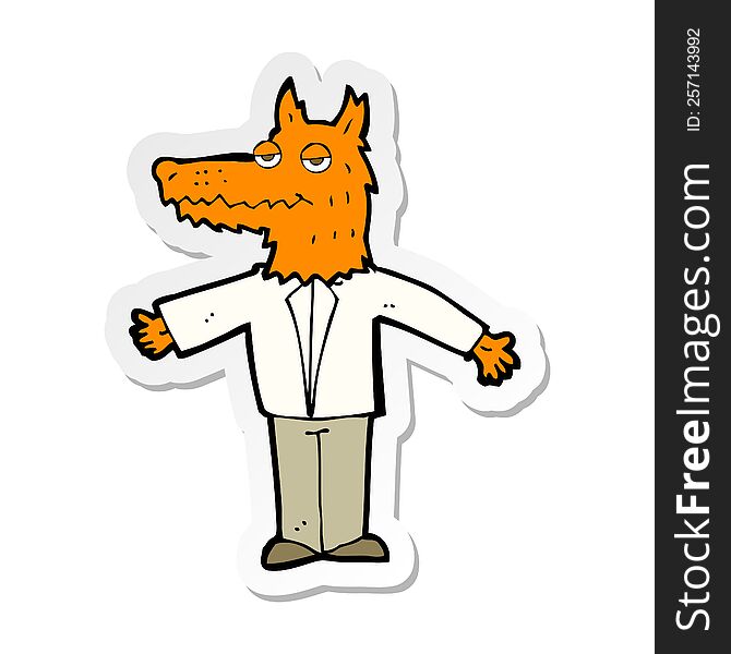 Sticker Of A Cartoon Wolf