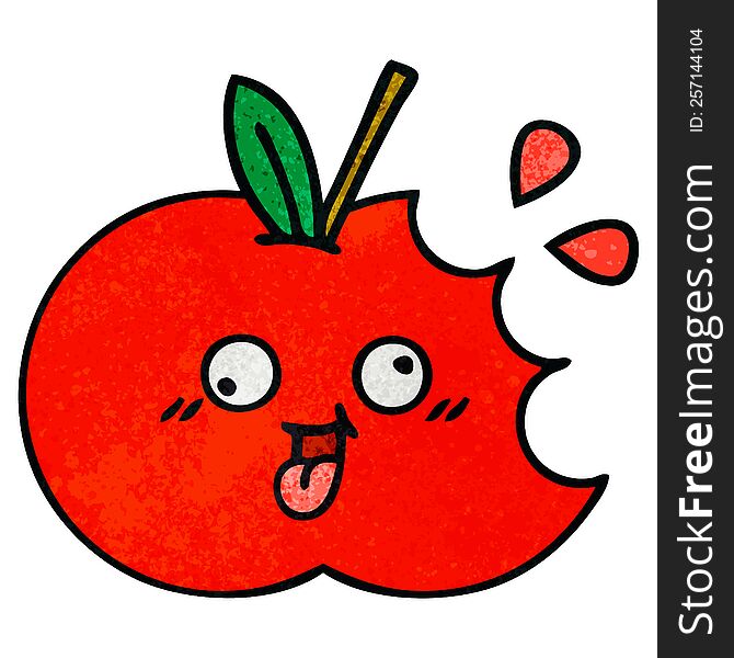 Retro Grunge Texture Cartoon Red Apple