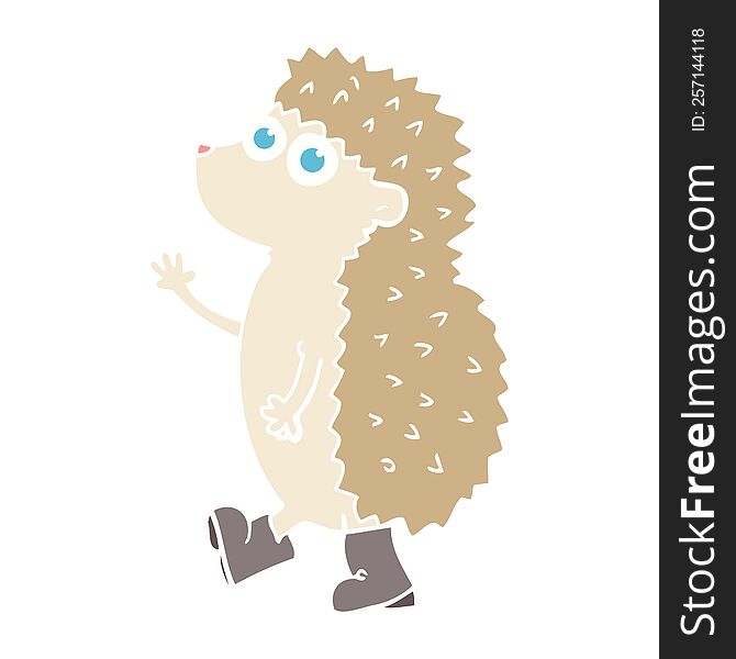 Cute Flat Color Illustration Of A Cartoon Hedgehog