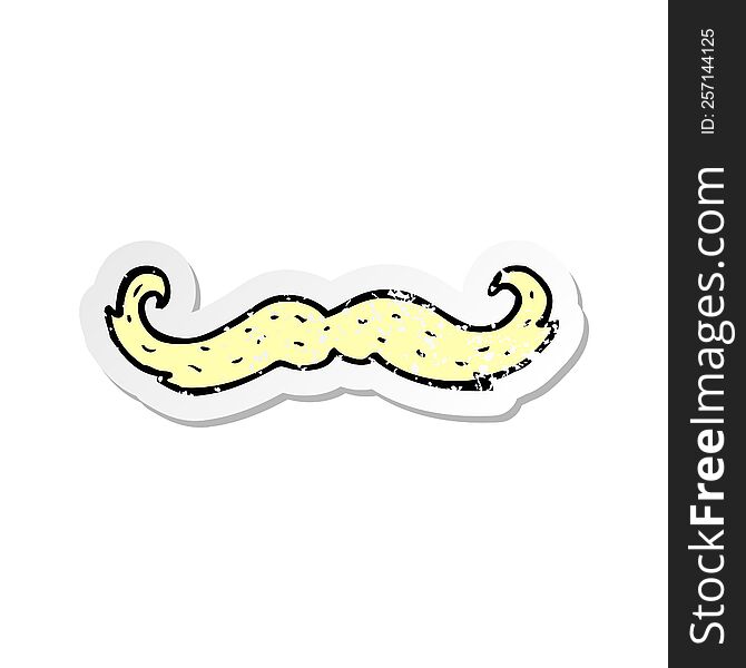 Retro Distressed Sticker Of A Cartoon Mustache Symbol
