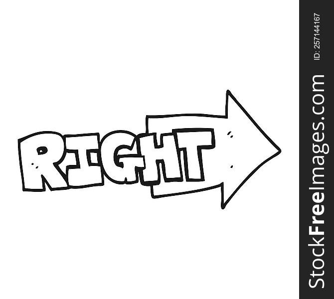 Black And White Cartoon Right Symbol Pointing