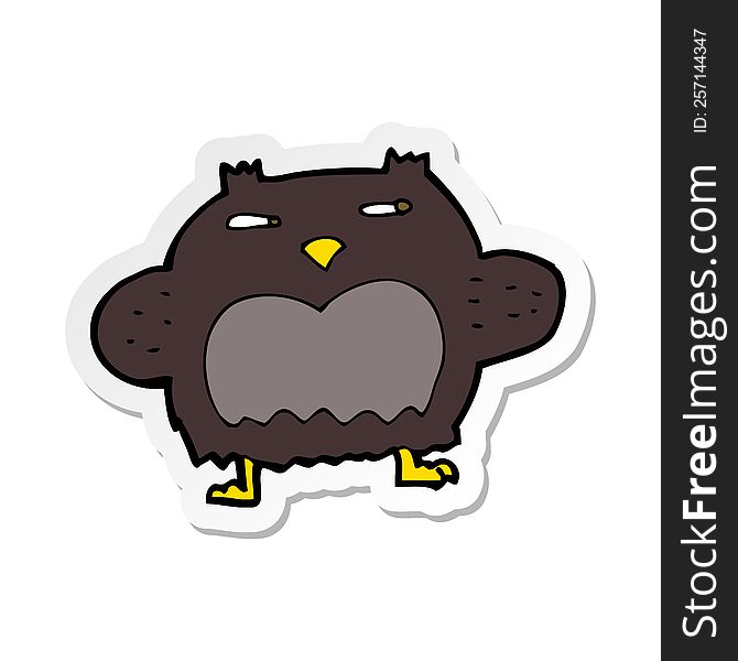 Sticker Of A Cartoon Suspicious Owl