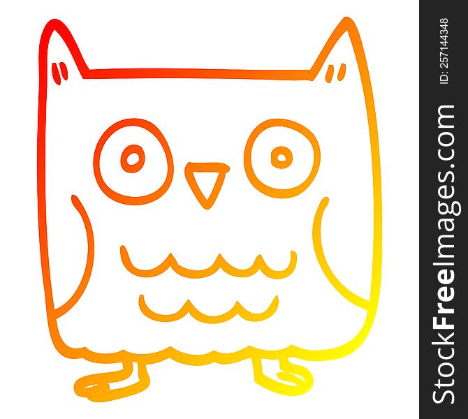 Warm Gradient Line Drawing Funny Cartoon Owl