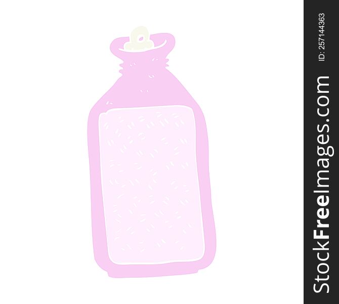 Flat Color Illustration Of A Cartoon Hot Water Bottle