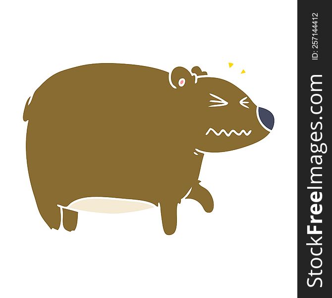 Flat Color Style Cartoon Bear With A Sore Head