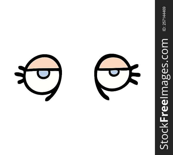 hand drawn doodle style cartoon tired eyes