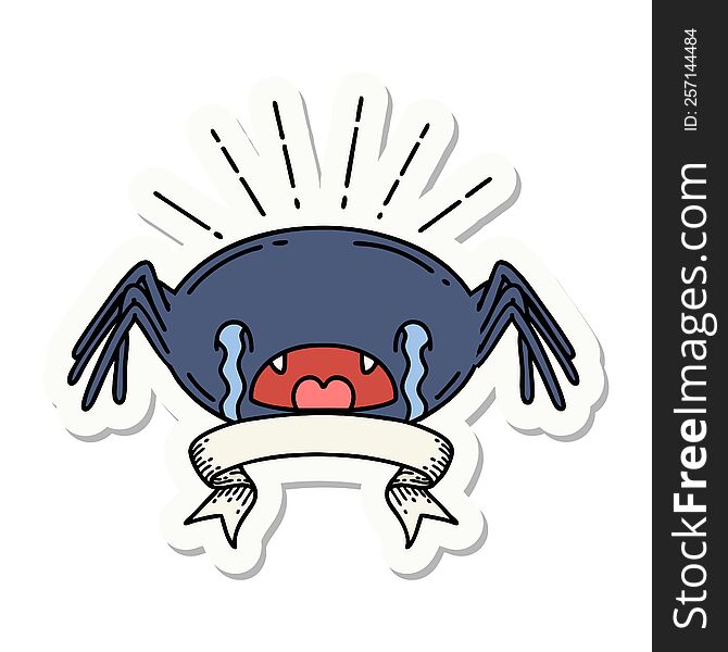 Sticker Of Tattoo Style Crying Spider