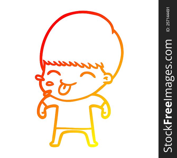 Warm Gradient Line Drawing Funny Cartoon Boy