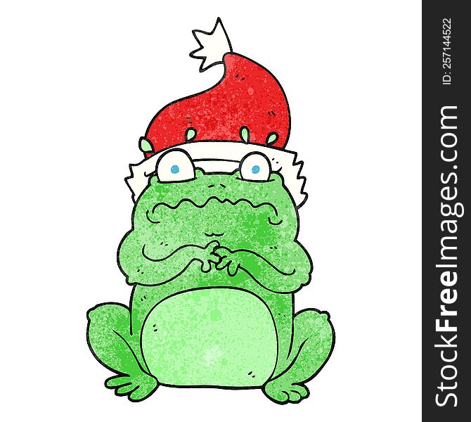 Textured Cartoon Frog In Christmas Hat