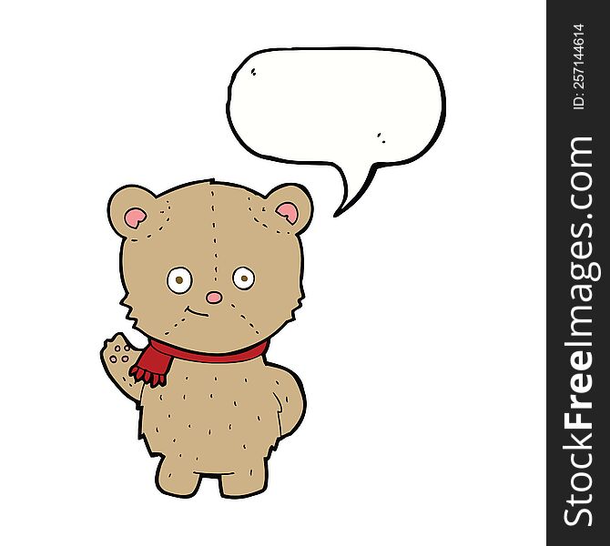Cartoon Bear Waving With Speech Bubble
