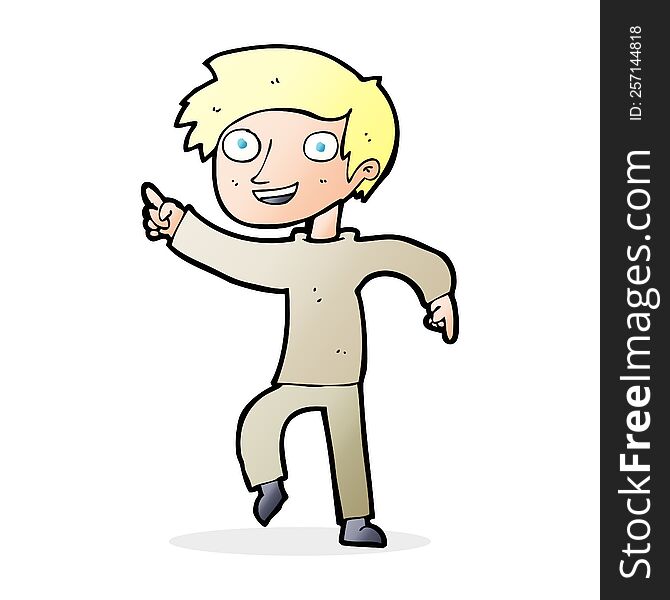 Cartoon Happy Boy Pointing