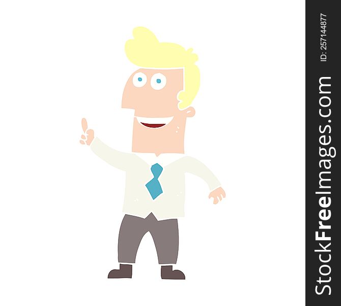 Flat Color Illustration Of A Cartoon Businessman Pointing