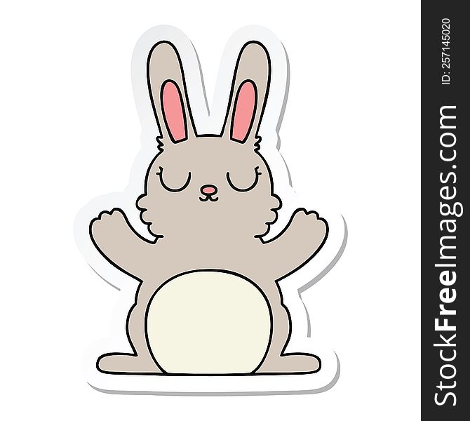 Sticker Of A Quirky Hand Drawn Cartoon Rabbit