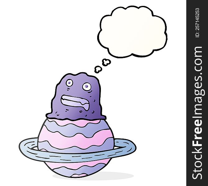 Thought Bubble Cartoon Alien On Planet