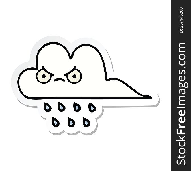 Sticker Of A Cute Cartoon Rain Cloud