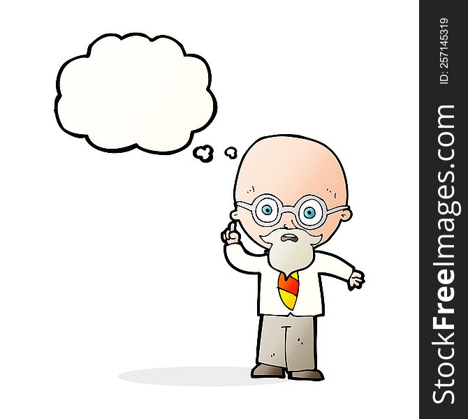 Cartoon Professor With Thought Bubble