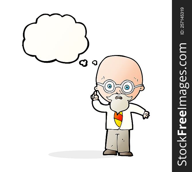 cartoon professor with thought bubble