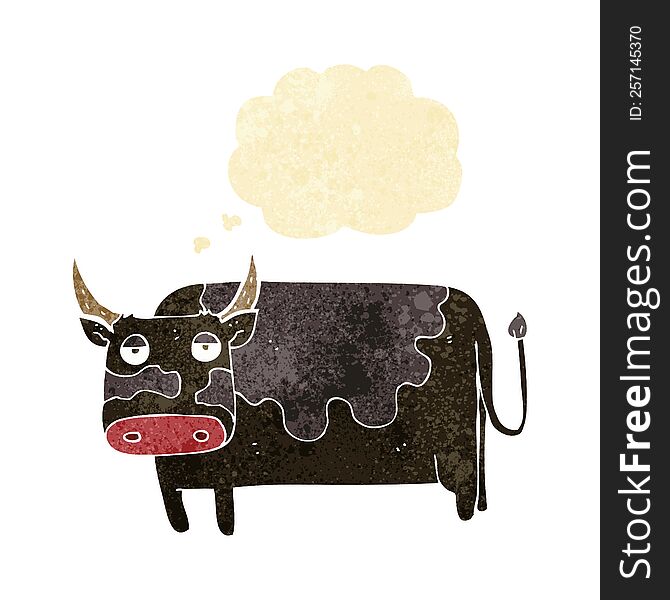 cartoon cow with thought bubble