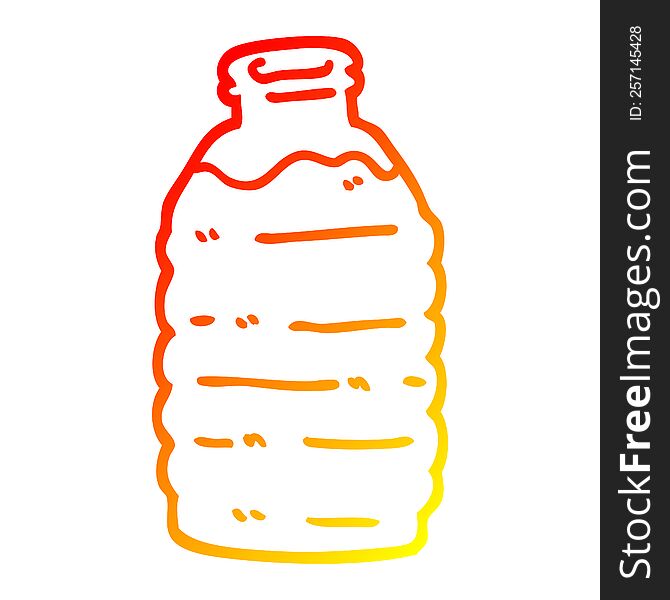 warm gradient line drawing of a cartoon water bottle