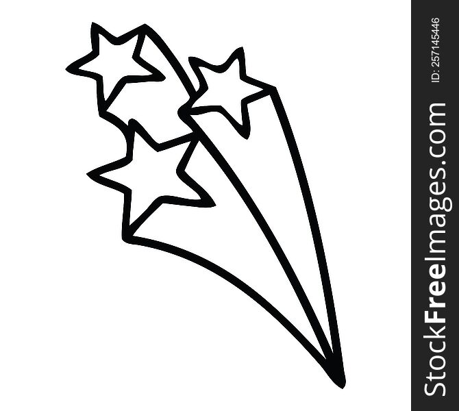 line drawing cartoon of a shooting stars
