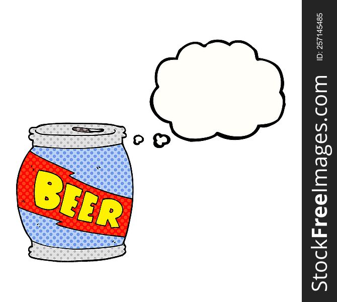 freehand drawn thought bubble cartoon beer can