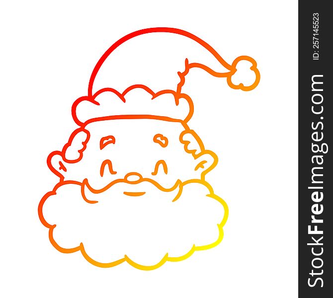 Warm Gradient Line Drawing Santa Claus Face